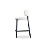 LILY Alabaster Fabric Black Metal Counter Stool