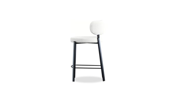 LILY Alabaster Fabric Black Metal Counter Stool 2 2