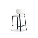 LILY Alabaster Fabric Black Metal Counter Stool