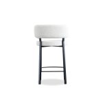 LILY Alabaster Fabric Black Metal Counter Stool