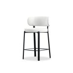 LILY Alabaster Fabric Black Metal Counter Stool