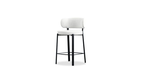 LILY Alabaster Fabric Black Metal Counter Stool 7