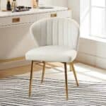 Ivory White Velvet Wingback Accent Chair with Gold Legs