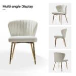 Ivory White Velvet Wingback Accent Chair with Gold Legs