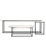LOLA Travertino Marble Coffee Table Black Legs