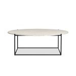 LOLA Travertino Marble Coffee Table Black Legs
