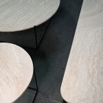 LOLA Travertino Marble Coffee Table Black Legs