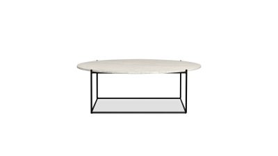 LOLA Travertino Marble Coffee Table Black Legs
