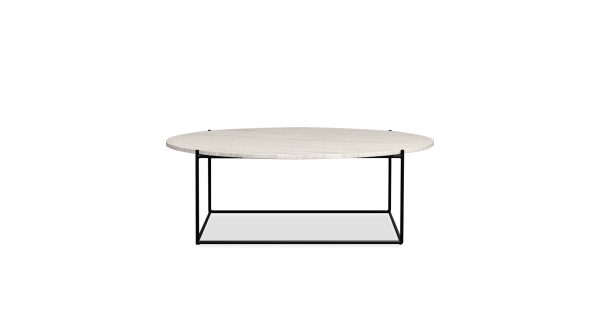 LOLA Travertino Marble Coffee Table Black Legs