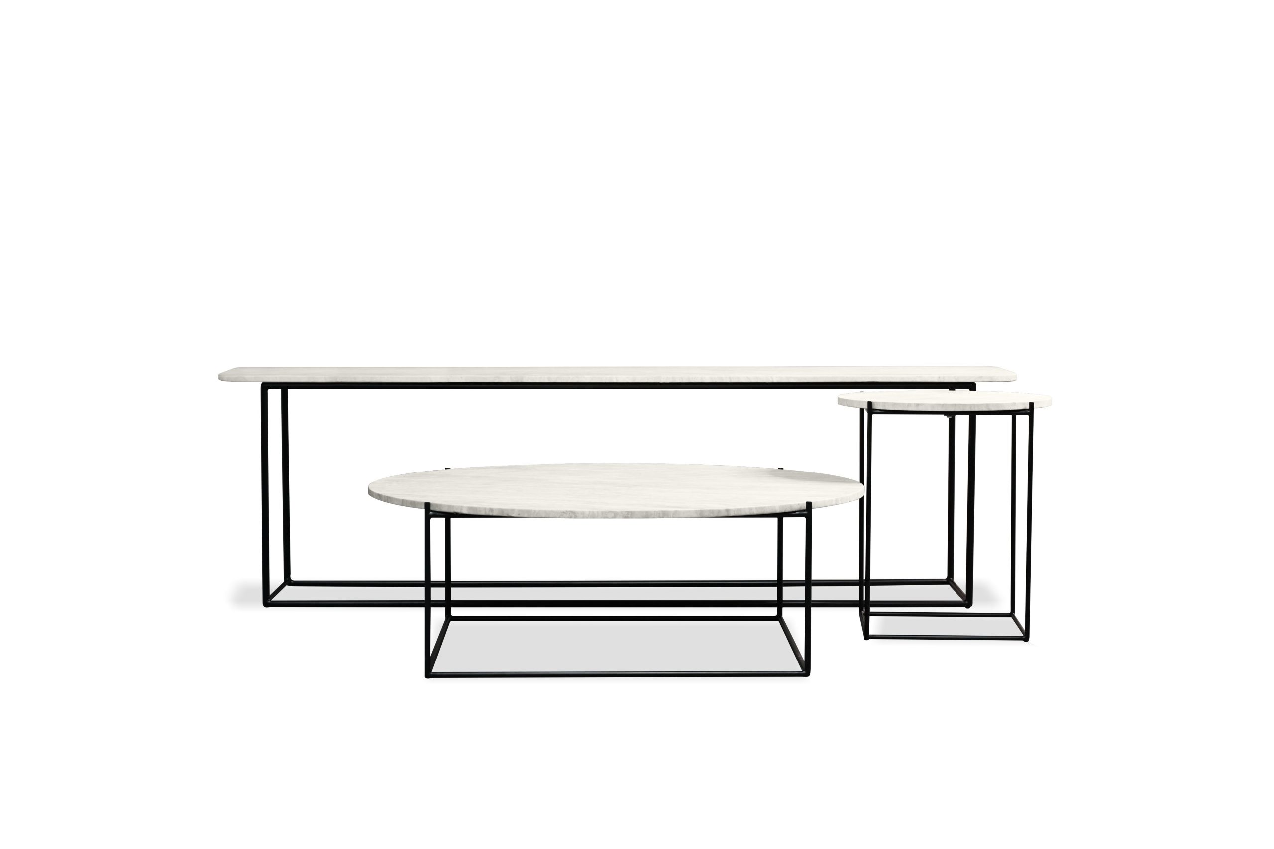 LOLA Travertino Marble End Table with Black Legs 2 LOLA Travertino Marble End Table with Black Legs - Image 2