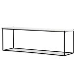 LOLA Travertino Marble Sofa Table Black Powder Coated Legs