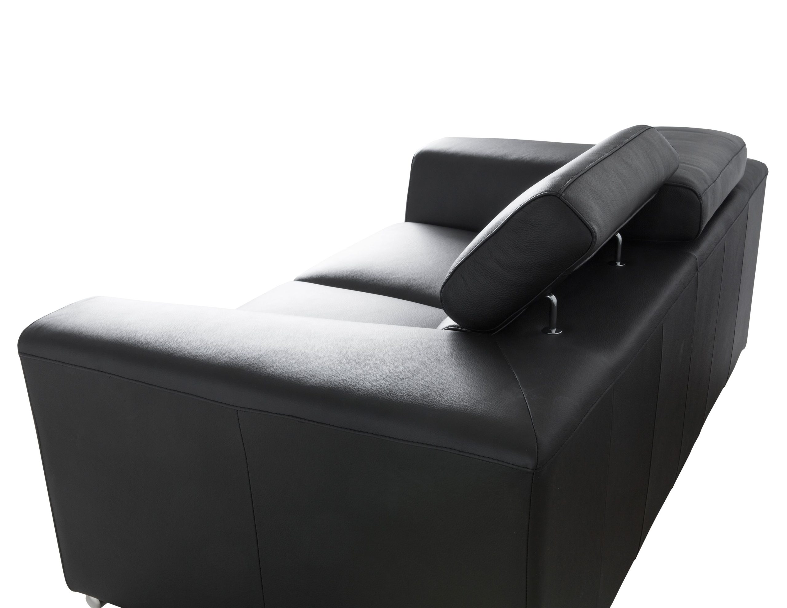 ICON Black Leather Loveseat with Adjustable Headrests and Steel Legs