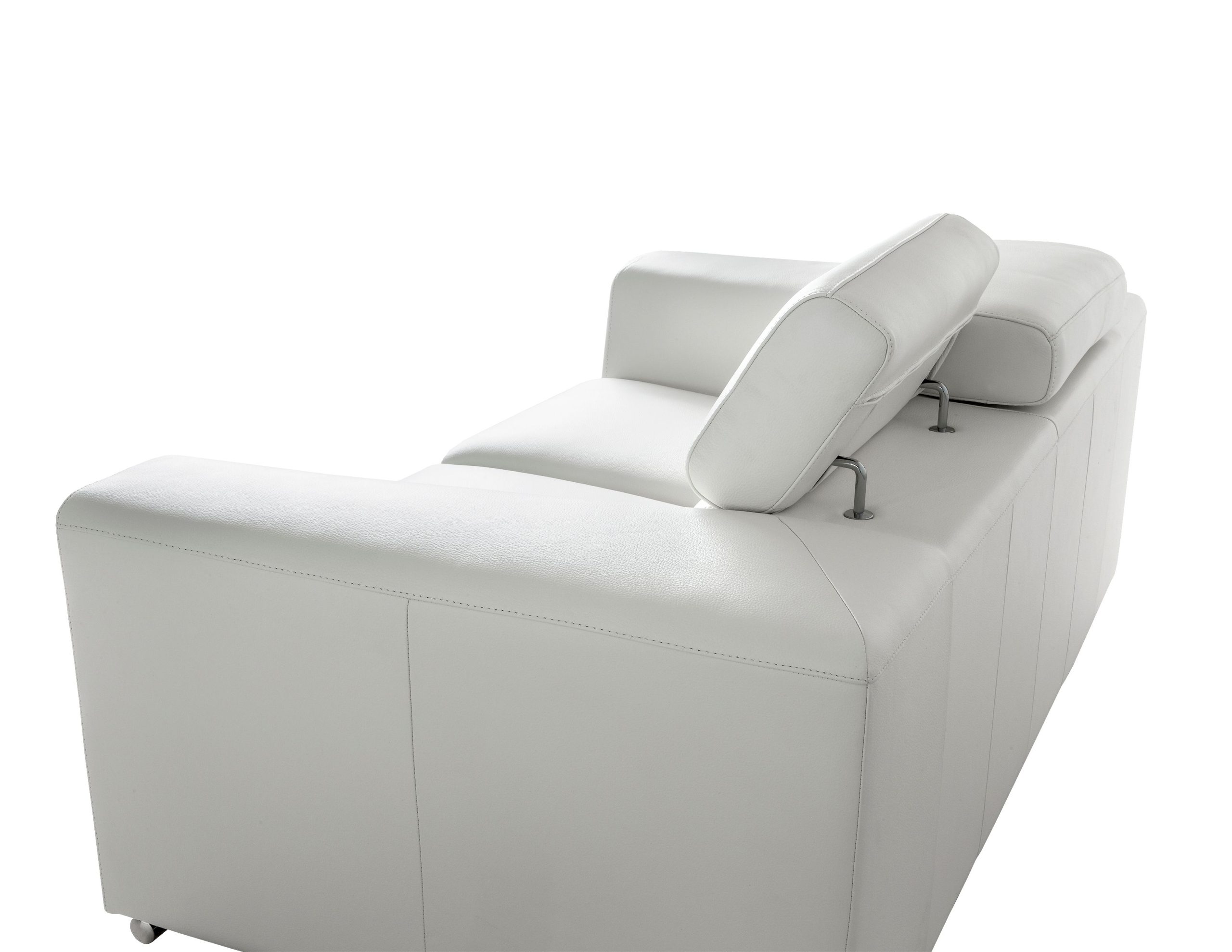 ICON Off White Leather Loveseat Adjustable Headrests Steel Legs