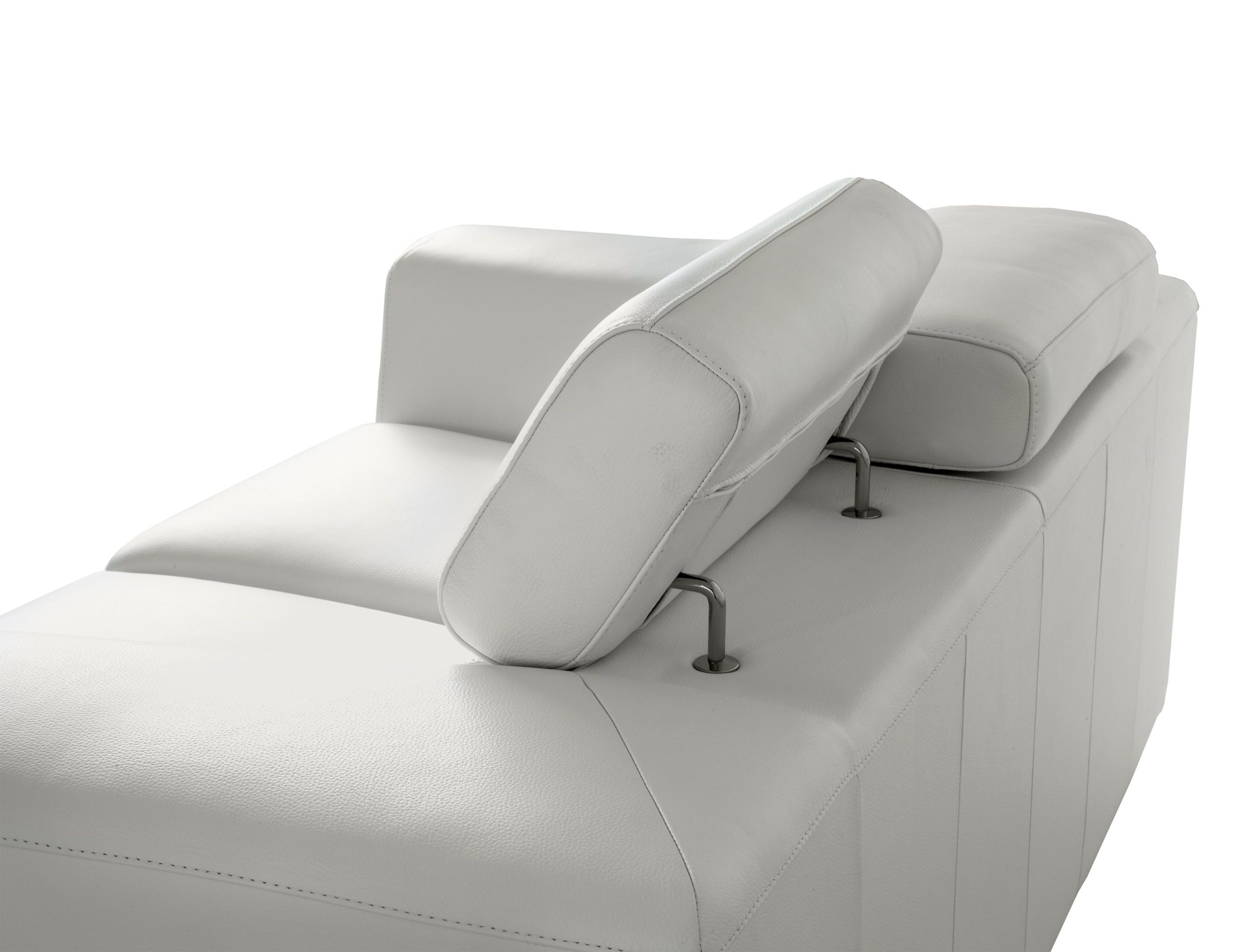 ICON Off White Leather Loveseat Adjustable Headrests Steel Legs