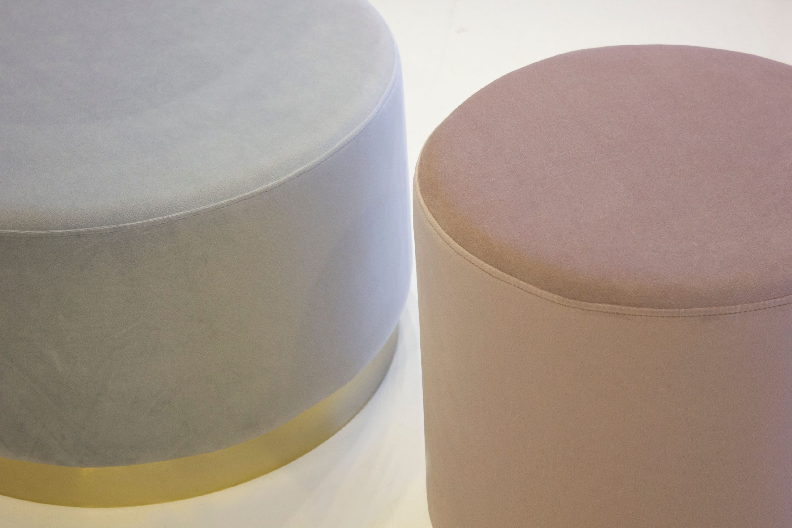 PILLBOX Tall Gold Base Velvet Pouf