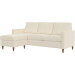 Mid-Century Modern Reversible Ivory Linen Sectional Sofa for Apartments