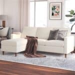 Mid-Century Modern Reversible Ivory Linen Sectional Sofa for Apartments