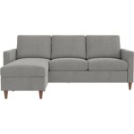 Mid-Century Modern Space Saving Sectional Sofa in Light Grey Linen 8 Mid-Century Modern Space Saving Sectional Sofa in Light Grey Linen