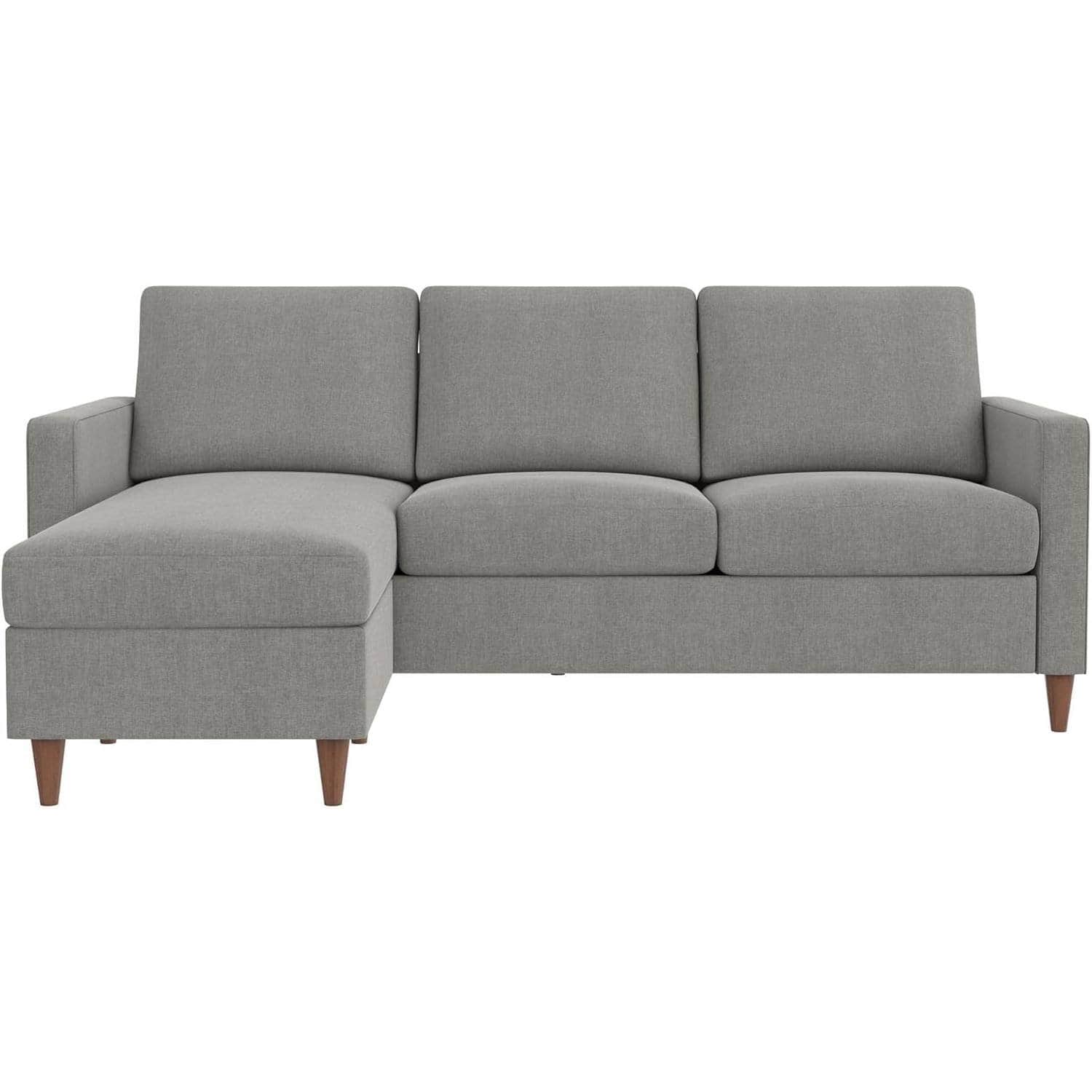 Mid-Century Modern Space Saving Sectional Sofa in Light Grey Linen 3 Mid-Century Modern Space Saving Sectional Sofa in Light Grey Linen - Image 3