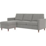 Mid-Century Modern Space Saving Sectional Sofa in Light Grey Linen 9 Mid-Century Modern Space Saving Sectional Sofa in Light Grey Linen