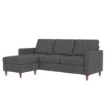 Mid-Century Modern Dark Grey Linen Sectional Sofa with Chaise 6 Mid-Century Modern Dark Grey Linen Sectional Sofa with Chaise