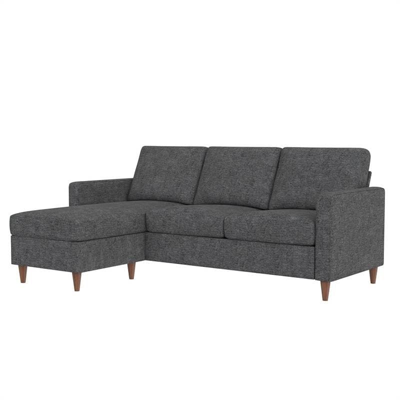 Mid-Century Modern Dark Grey Linen Sectional Sofa with Chaise 1 Mid-Century Modern Dark Grey Linen Sectional Sofa with Chaise