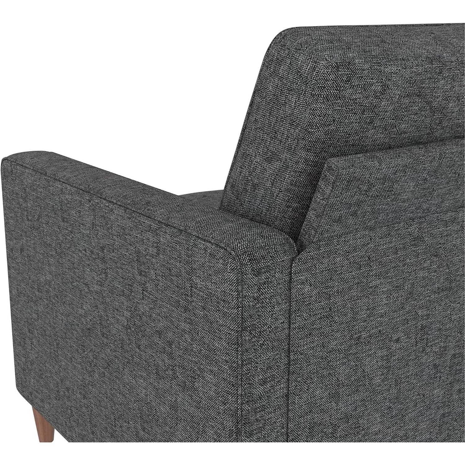 Mid-Century Modern Dark Grey Linen Sectional Sofa with Chaise 5 Mid-Century Modern Dark Grey Linen Sectional Sofa with Chaise - Image 5