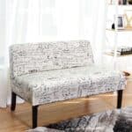 Modern Loveseat Sofa Off-White Upholstery Black Wood Legs