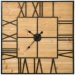 Rustic 36-Inch Square Silent Farmhouse Wall Clock Wood Metal