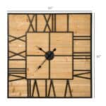 Rustic 36-Inch Square Silent Farmhouse Wall Clock Wood Metal