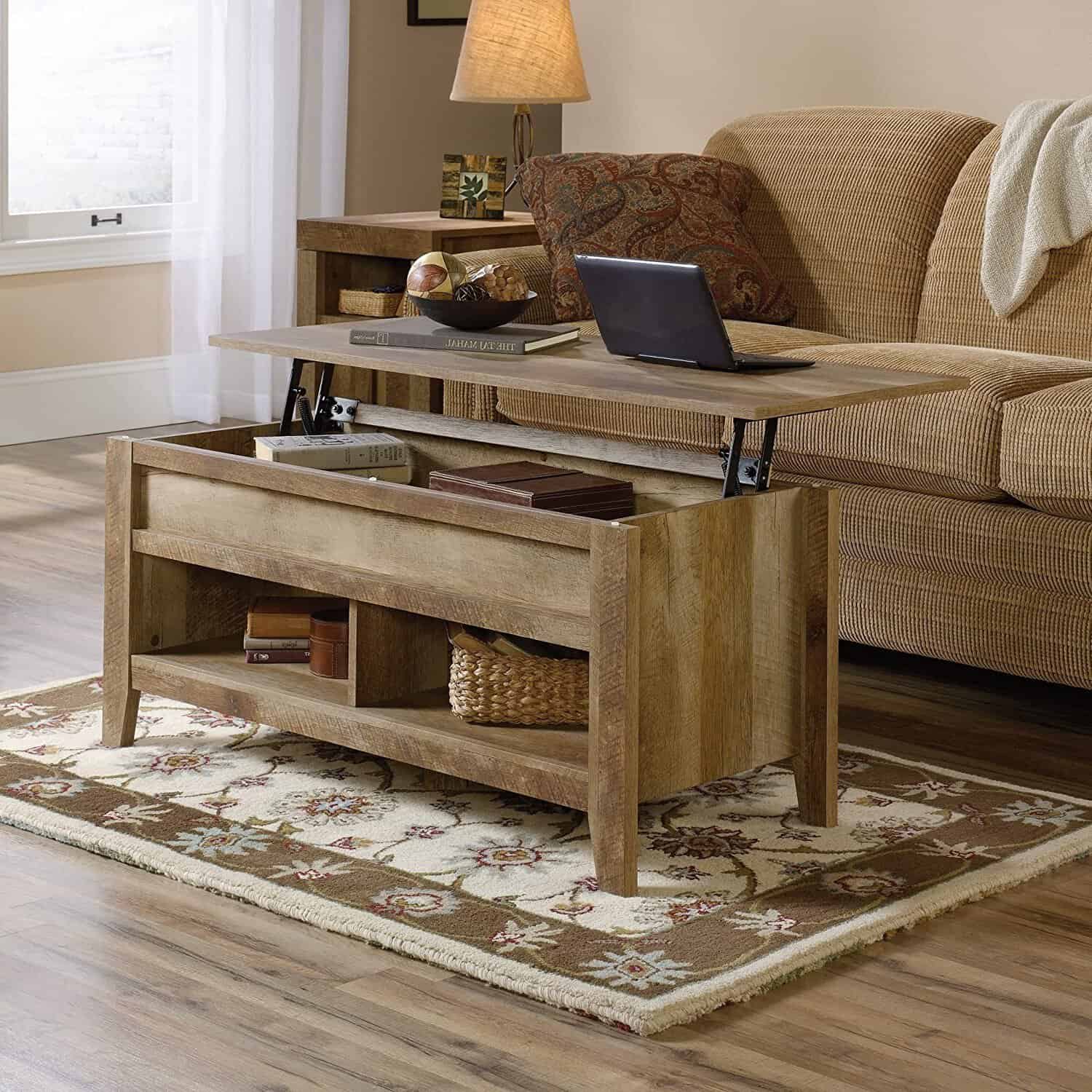 Rustic Oak Lift Top Coffee Table with Storage and Shelves 1 Rustic Oak Lift Top Coffee Table with Storage and Shelves