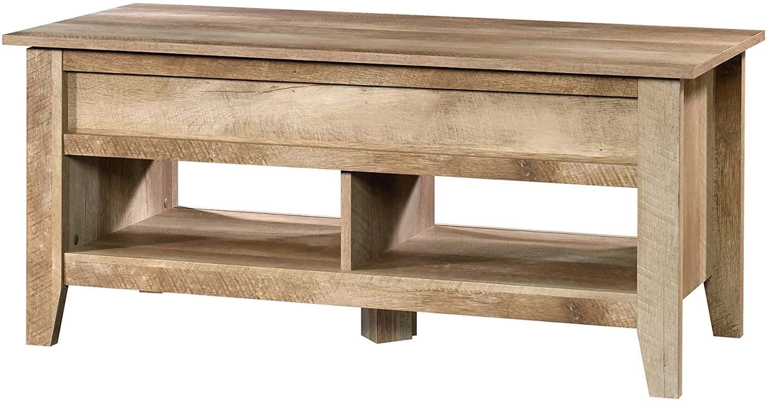 Rustic Oak Lift Top Coffee Table with Storage and Shelves 2 Rustic Oak Lift Top Coffee Table with Storage and Shelves - Image 2