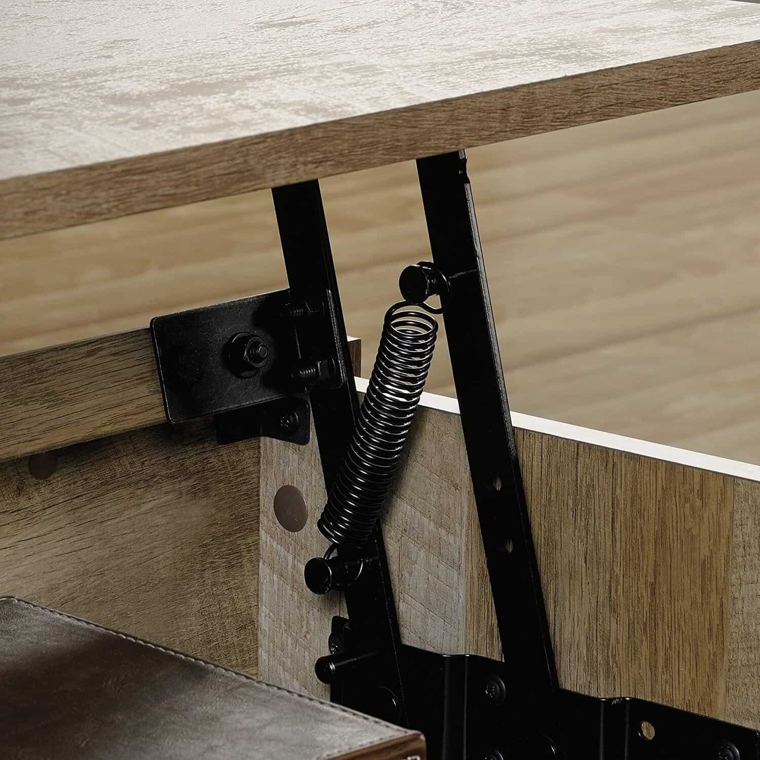 Rustic Oak Lift Top Coffee Table with Storage and Shelves 3 Rustic Oak Lift Top Coffee Table with Storage and Shelves - Image 3