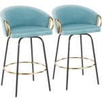 Claire Gold Accent Light Blue Velvet Counter Stool (Set of 2) 11 Claire Gold Accent Light Blue Velvet Counter Stool (Set of 2)