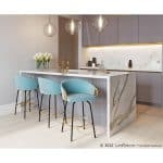 Claire Gold Accent Light Blue Velvet Counter Stool (Set of 2) 18 Claire Gold Accent Light Blue Velvet Counter Stool (Set of 2)