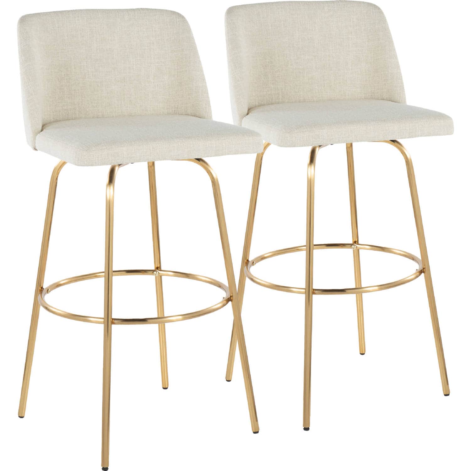 Toriano 30 Cream Contemporary Swivel Barstool Pair (Set of 2) 1 Toriano 30 Cream Contemporary Swivel Barstool Pair (Set of 2)