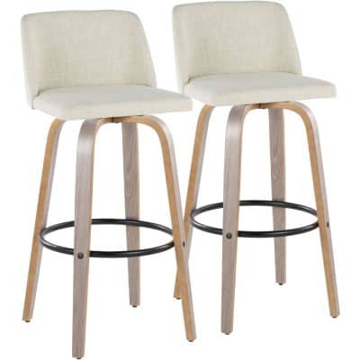 Toriano 30 Light Grey Cream Swivel Barstools (Set of 2)