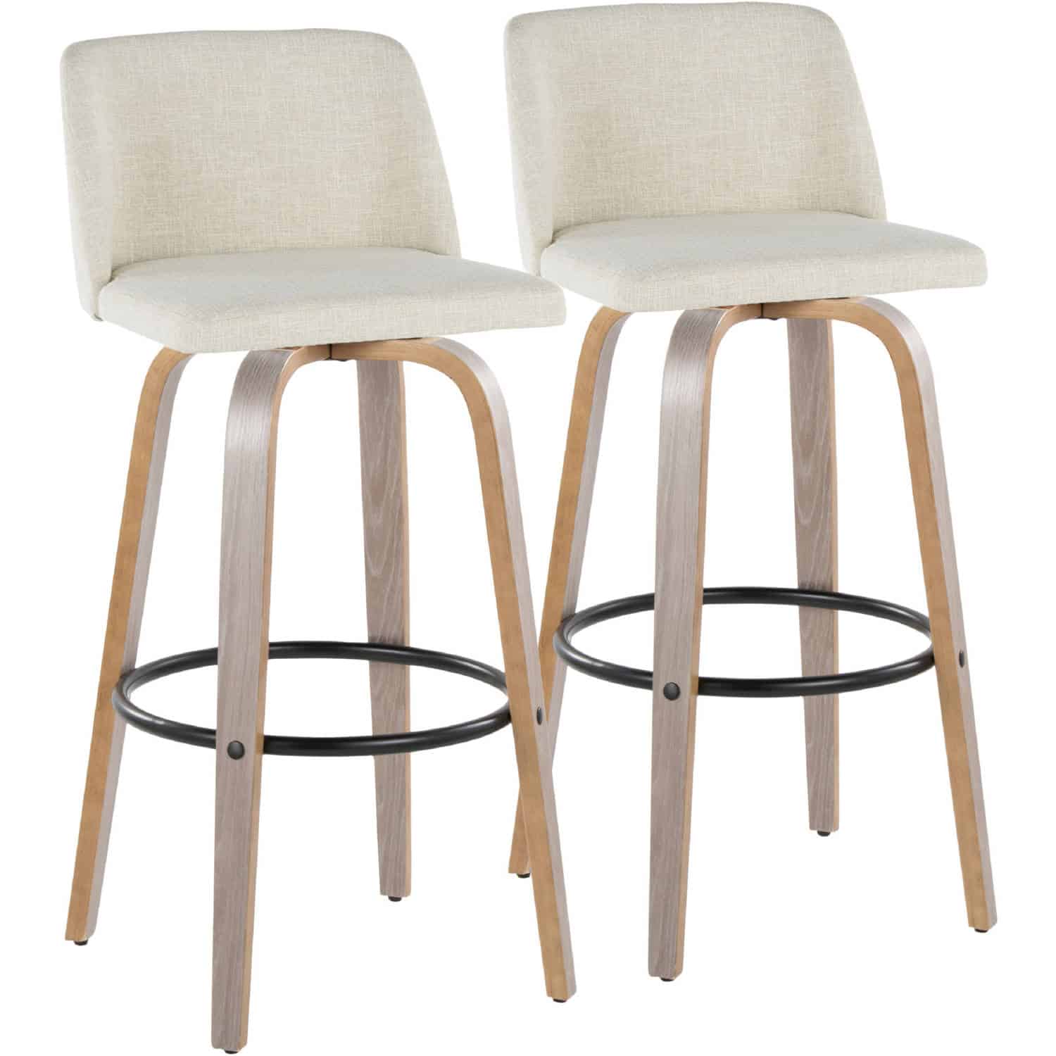 Toriano 30 Light Grey Cream Swivel Barstools (Set of 2) 1 Toriano 30 Light Grey Cream Swivel Barstools (Set of 2)