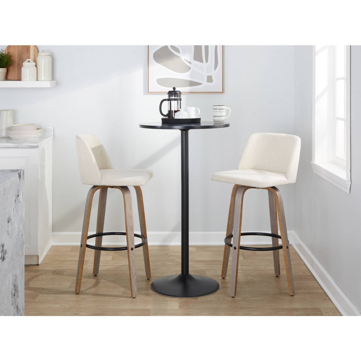 Toriano 30 Light Grey Cream Swivel Barstools (Set of 2) 7 Toriano 30 Light Grey Cream Swivel Barstools (Set of 2) - Image 7