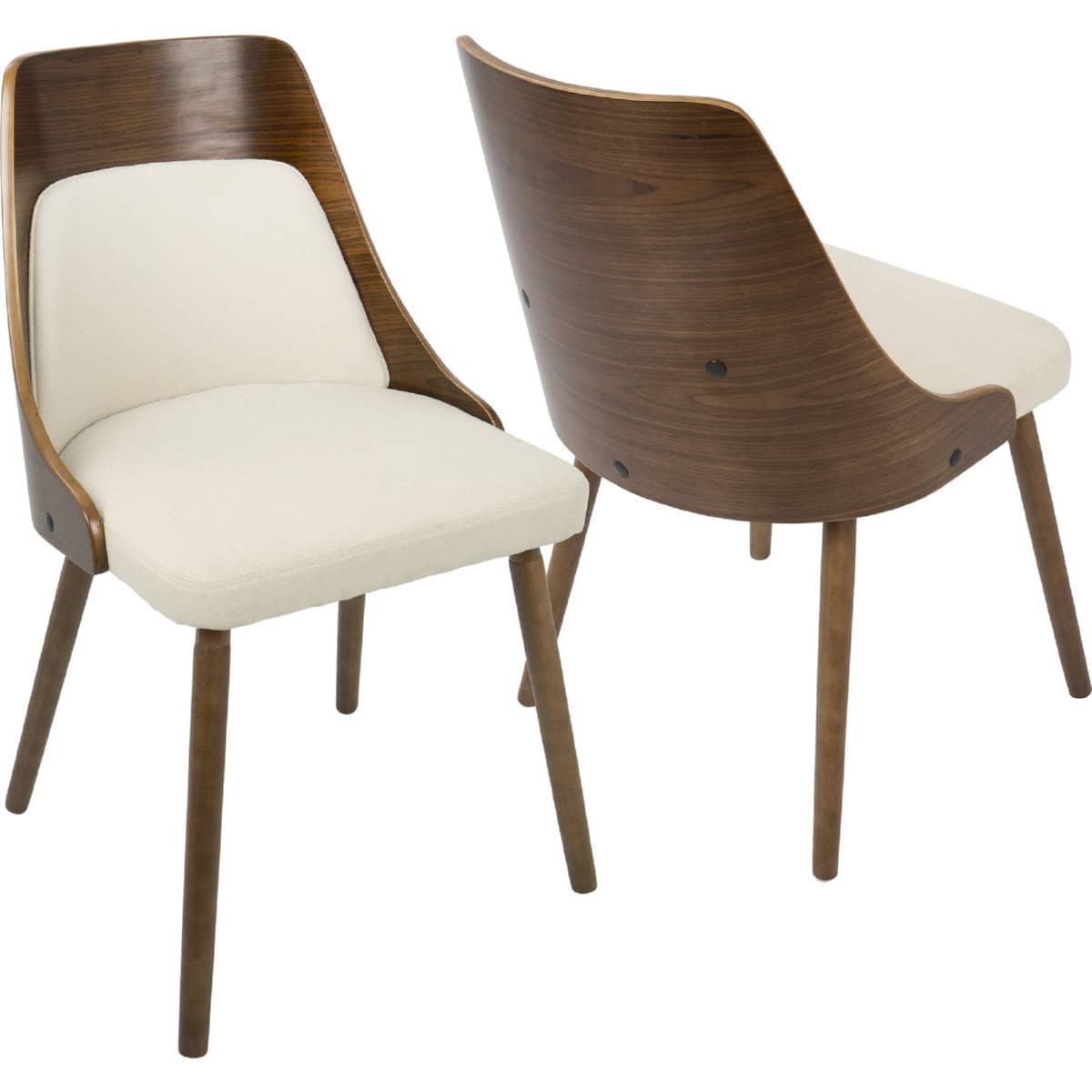 Anabelle Mid-Century Modern Walnut and Cream Dining Accent Chair 1 Anabelle Mid-Century Modern Walnut and Cream Dining Accent Chair