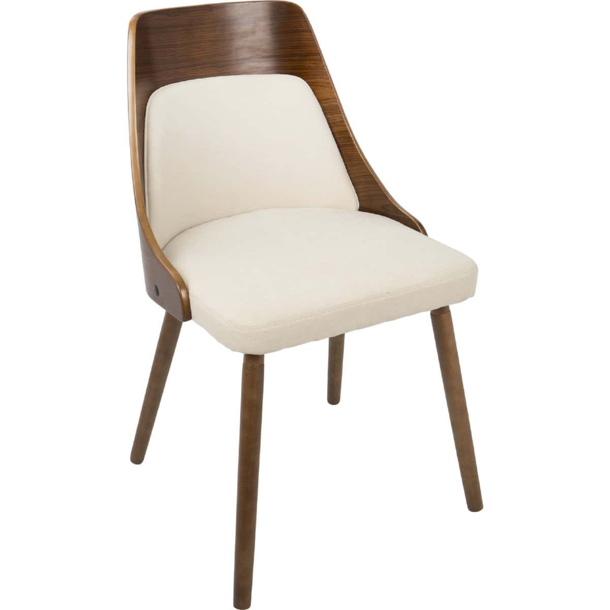 Anabelle Mid-Century Modern Walnut and Cream Dining Accent Chair 2 Anabelle Mid-Century Modern Walnut and Cream Dining Accent Chair - Image 2