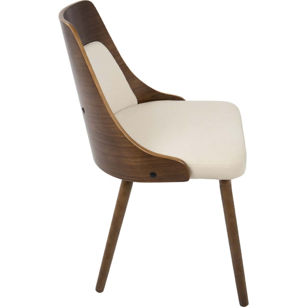 Anabelle Mid-Century Modern Walnut and Cream Dining Accent Chair 3 Anabelle Mid-Century Modern Walnut and Cream Dining Accent Chair - Image 3