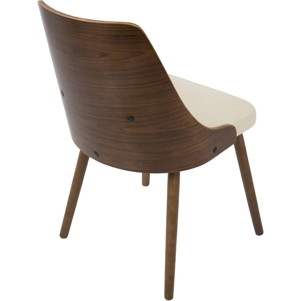 Anabelle Mid-Century Modern Walnut and Cream Dining Accent Chair 4 Anabelle Mid-Century Modern Walnut and Cream Dining Accent Chair - Image 4