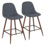 Pebble Walnut Blue Mid-Century Modern Counter Stool (Set of 2) 6 Pebble Walnut Blue Mid-Century Modern Counter Stool (Set of 2)