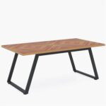 Modern Walnut Rectangle Dining Table with Black Metal Frame 5 Modern Walnut Rectangle Dining Table with Black Metal Frame