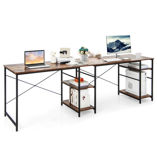 Corner or Long L Shaped Desk with Shelves and Cable Holes 3 Corner or Long L Shaped Desk with Shelves and Cable Holes - Image 3