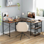 Corner or Long L Shaped Desk with Shelves and Cable Holes 29 Corner or Long L Shaped Desk with Shelves and Cable Holes