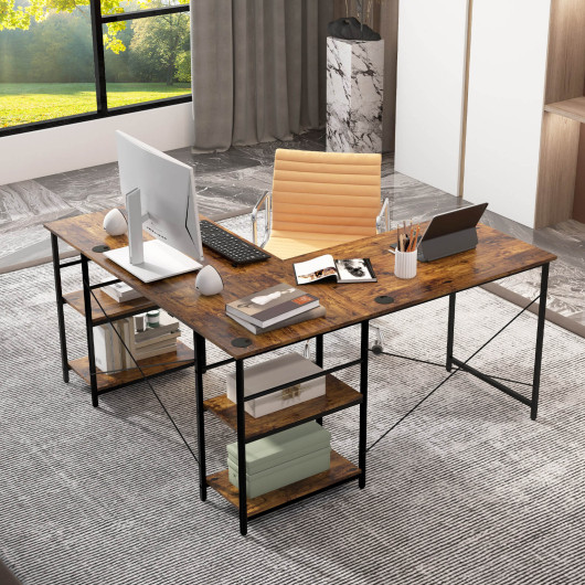 Corner or Long L Shaped Desk with Shelves and Cable Holes 2 Corner or Long L Shaped Desk with Shelves and Cable Holes - Image 2