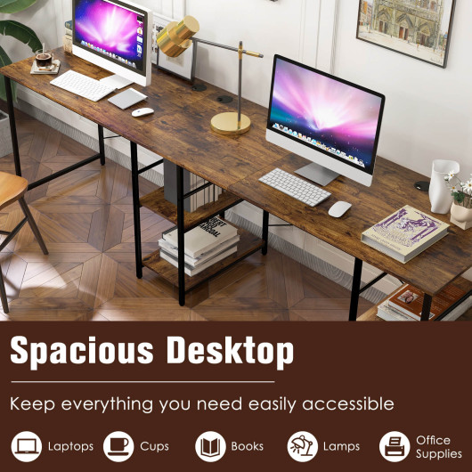 Corner or Long L Shaped Desk with Shelves and Cable Holes 6 Corner or Long L Shaped Desk with Shelves and Cable Holes - Image 6