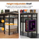 L Shaped Gray Desk with Charging Station and Adjustable Shelf 14 L Shaped Gray Desk with Charging Station and Adjustable Shelf